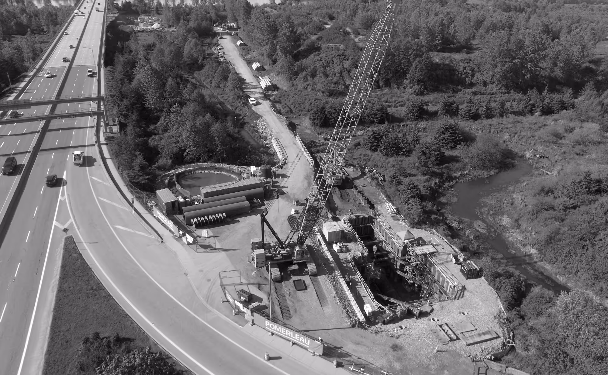 an overhead shot of a construction pit ready for utility install