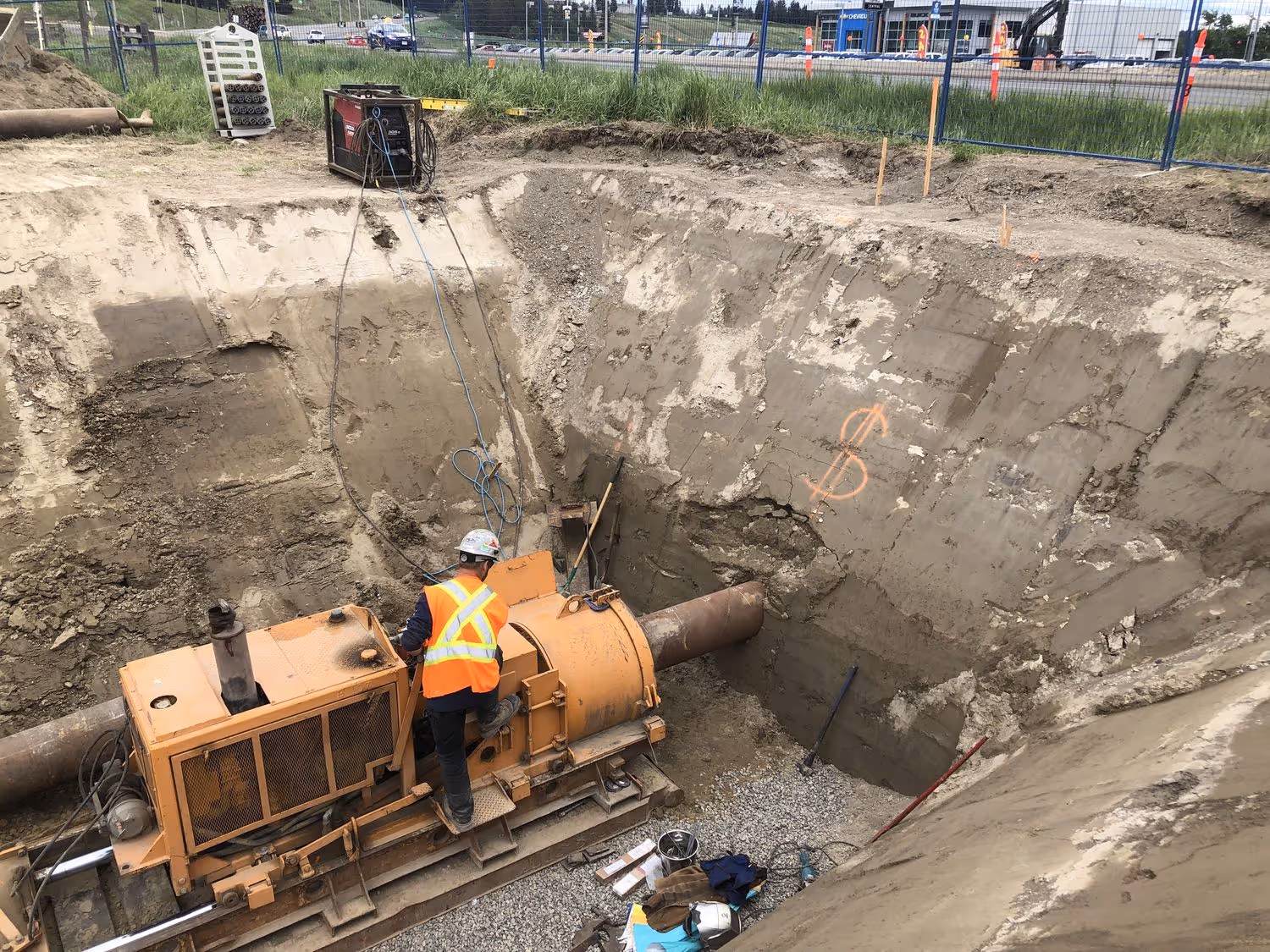 the pipe has entered the ground