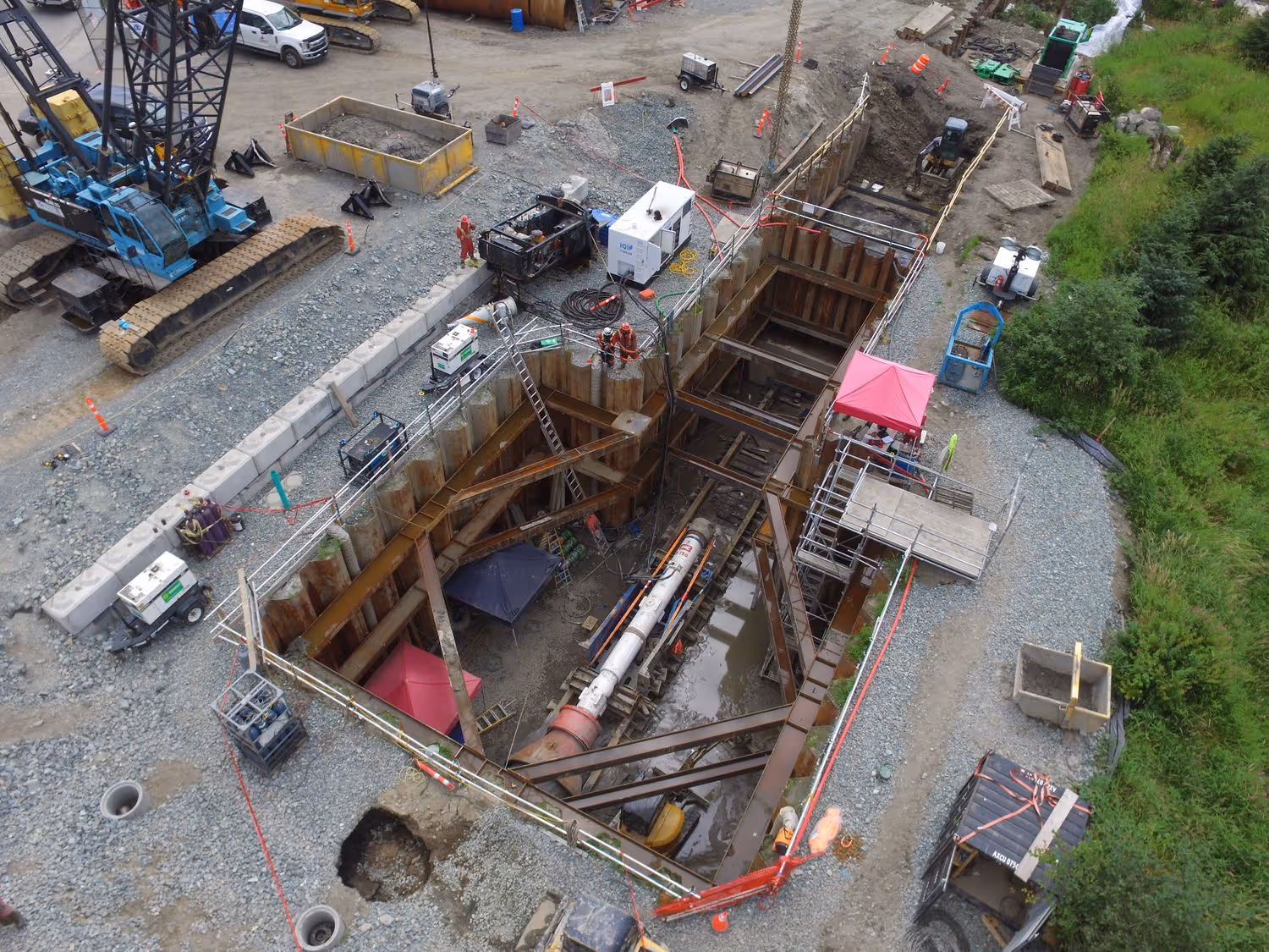 top view of a horizontal drilling pit
