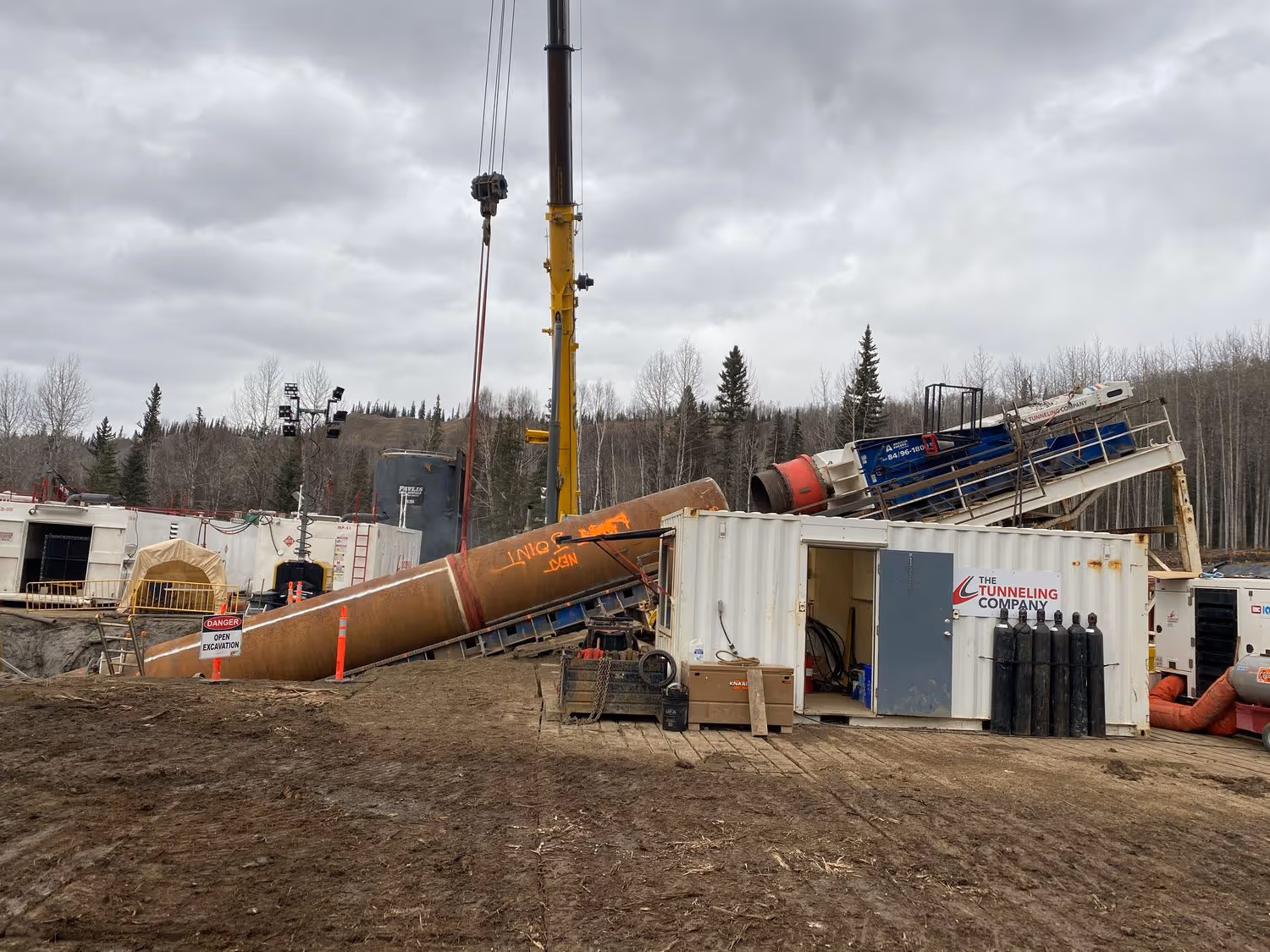 pipeline going into the ground at an angle