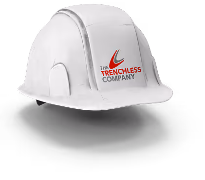 hard hat with the trenchless company logo