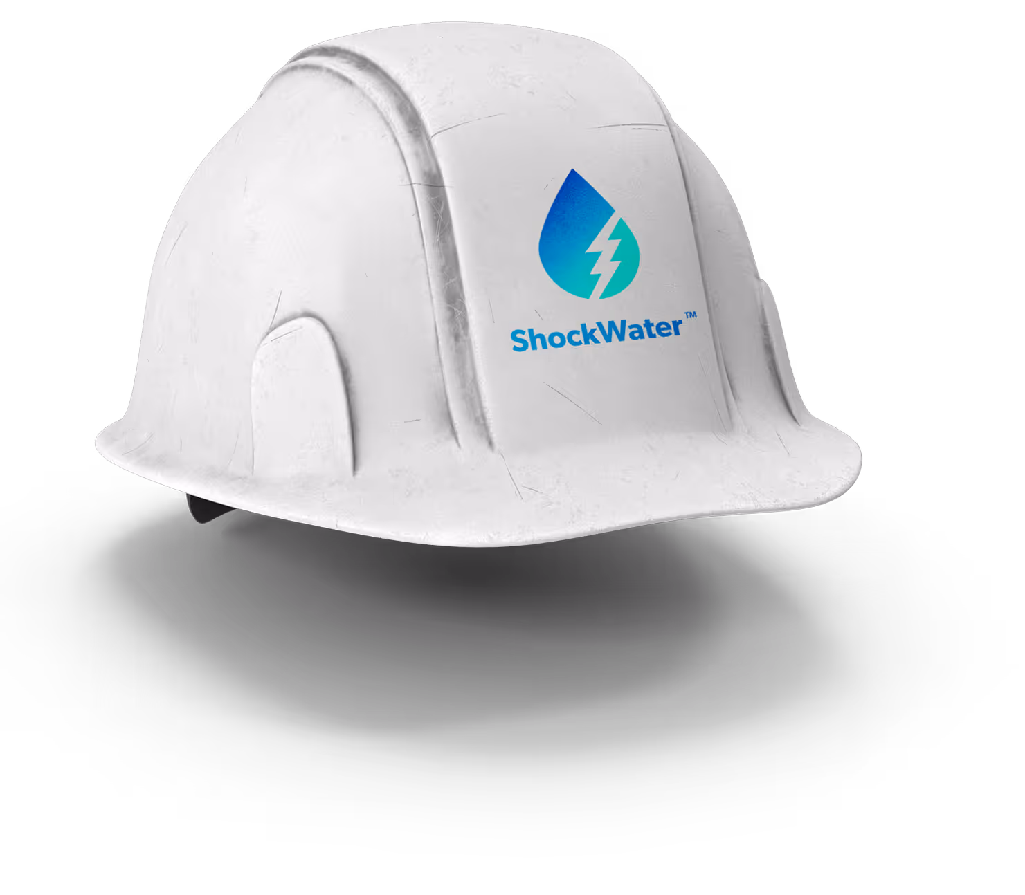 hard hat with the shockwater logo