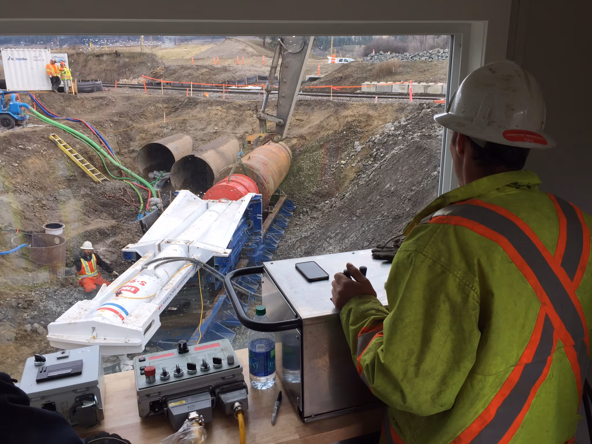 view from excavator cabin