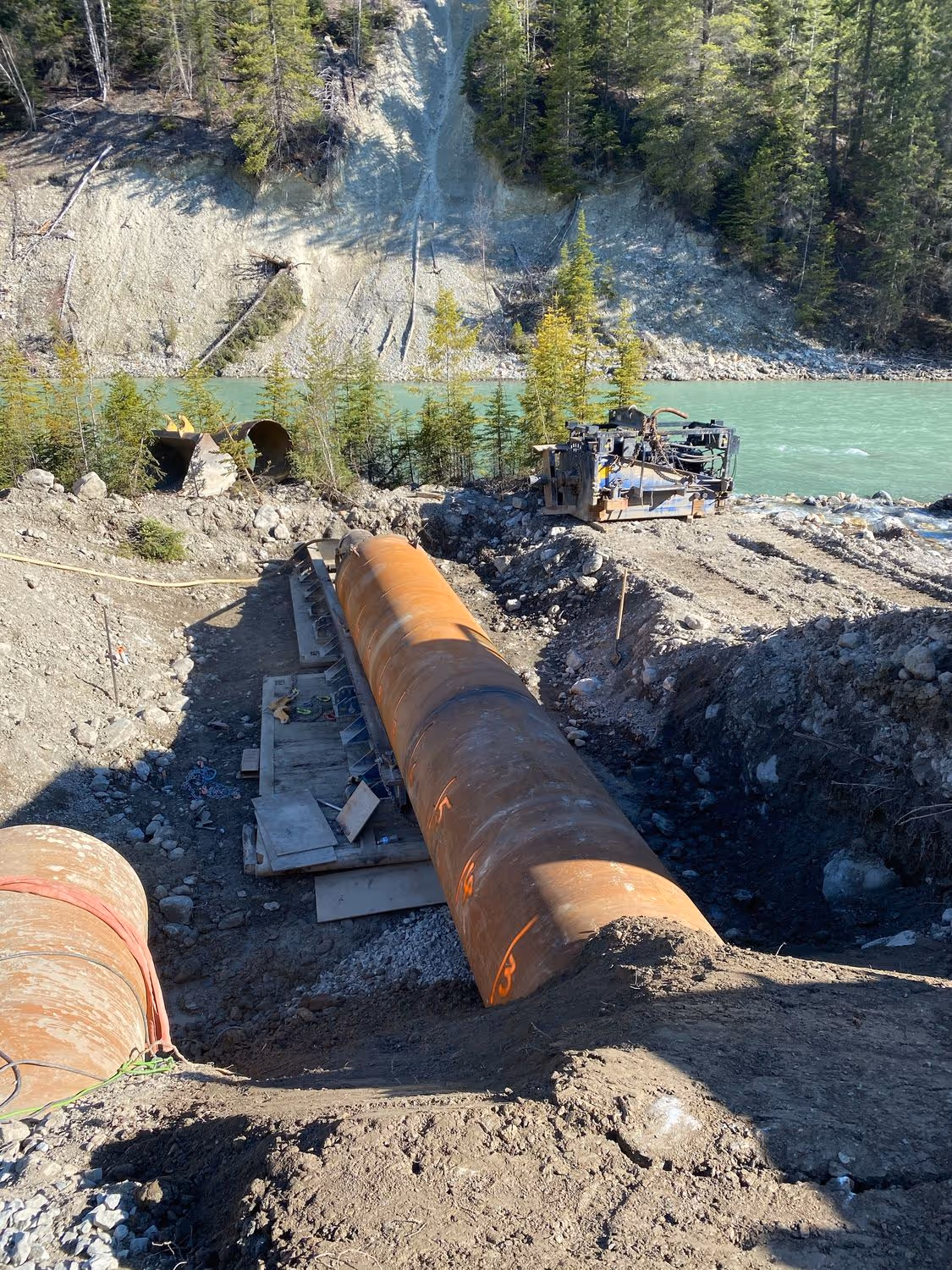 a pipeline going in near a river