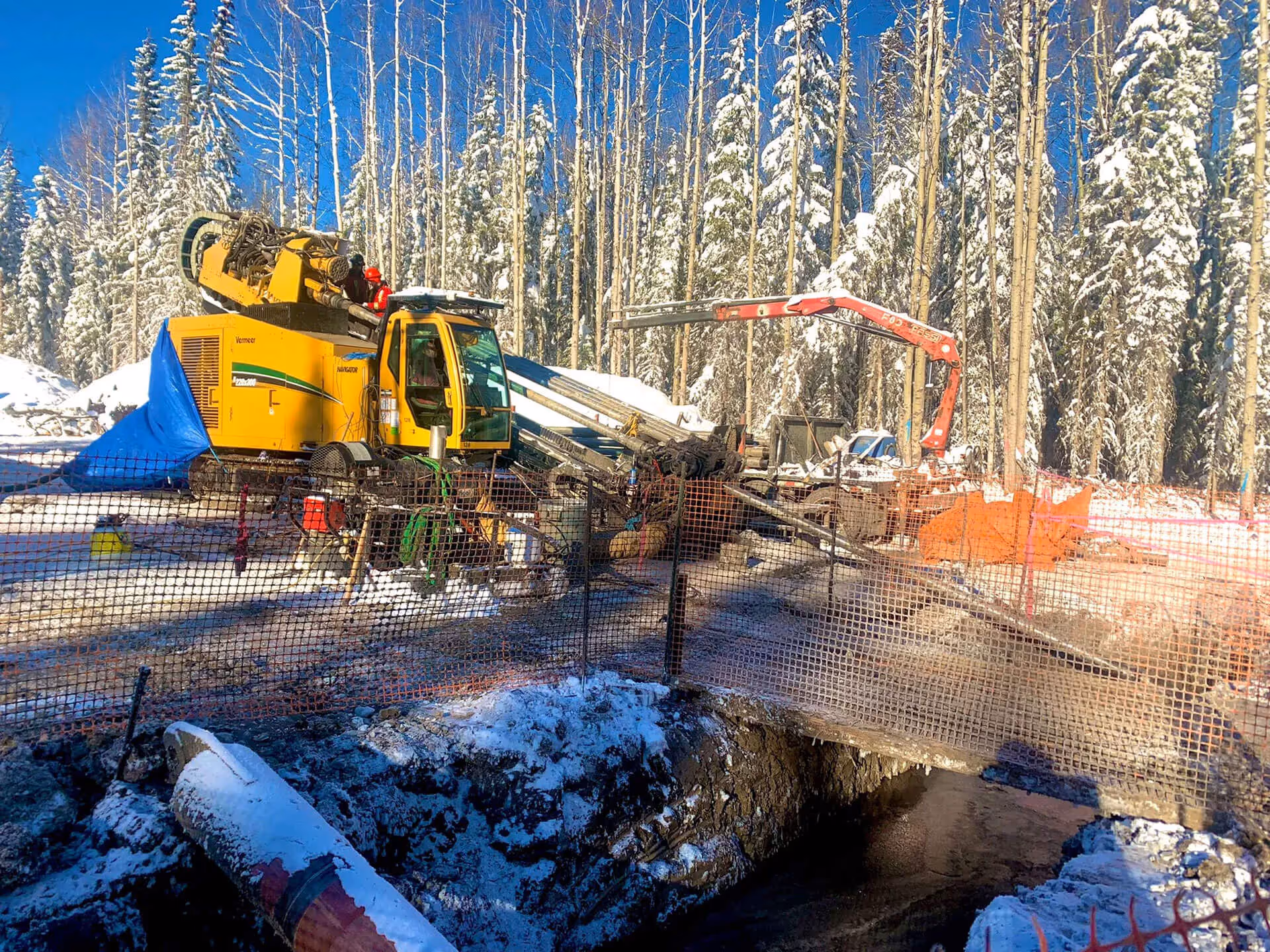 yellow machine digging