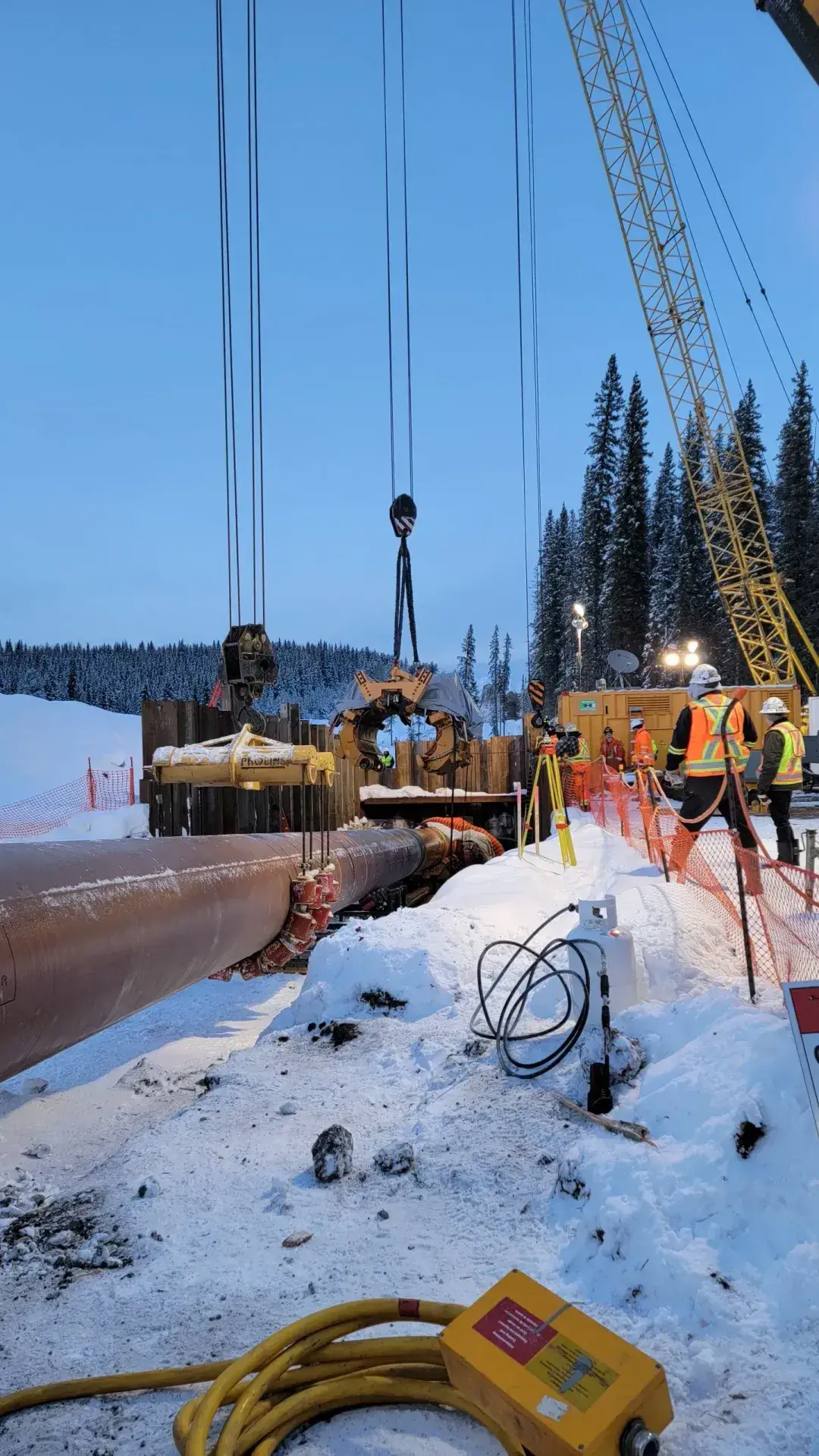 a pipeline being lifted