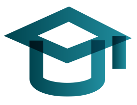 Icoontje van een afstudeerhoed. Of in het amerikaans mortarboard