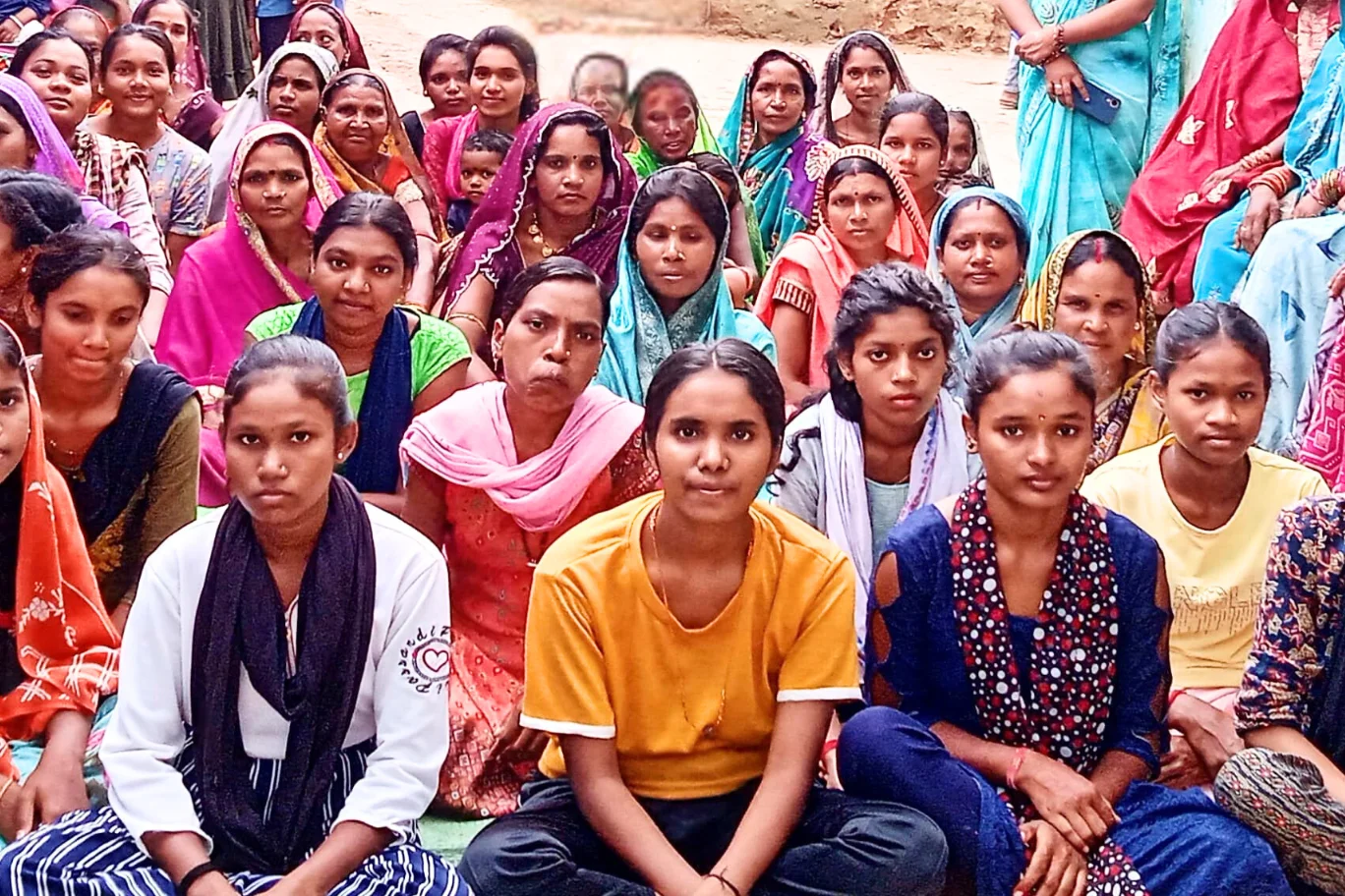 A large group of girls at a Pinkishe community camp