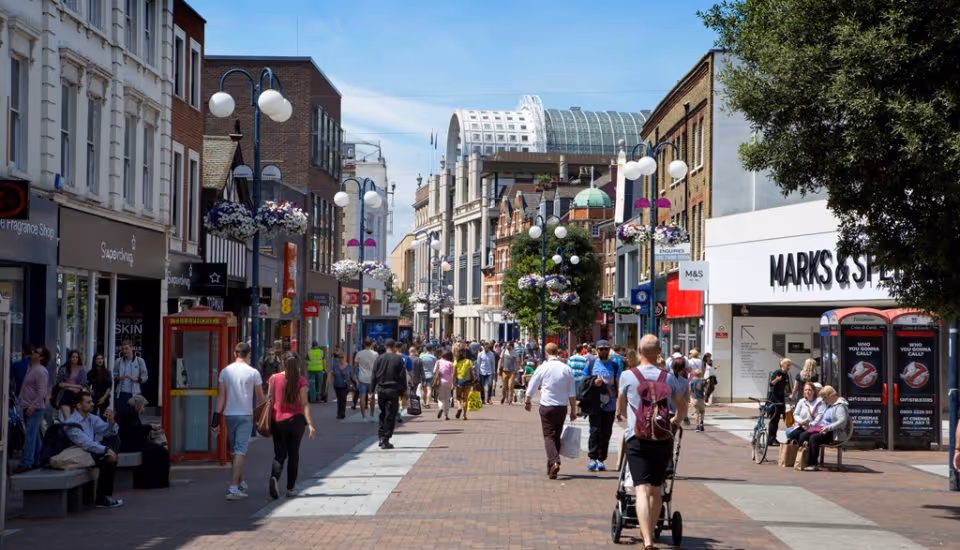 Kingston town centre and people shopping