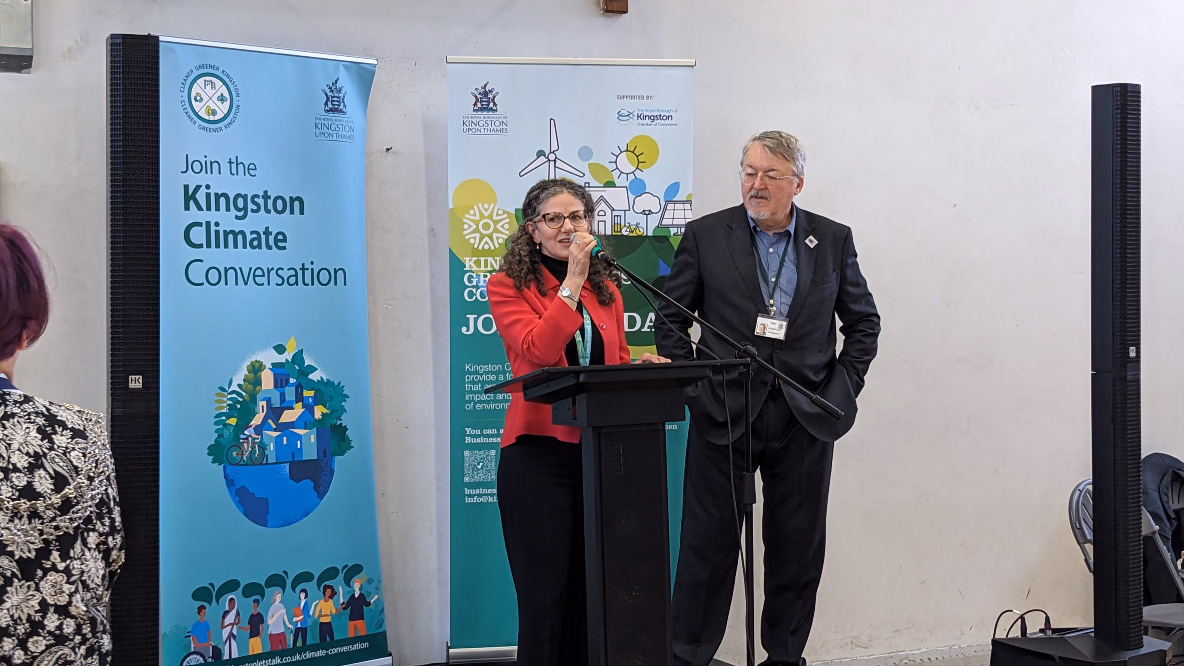 Kingston staff members delivering a presentation on climate change