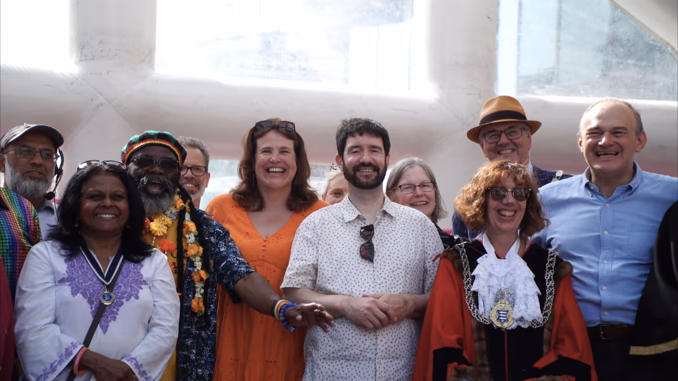 Councillor Andreas Kirsch (Leader of Kingston Council) with Kingston residents