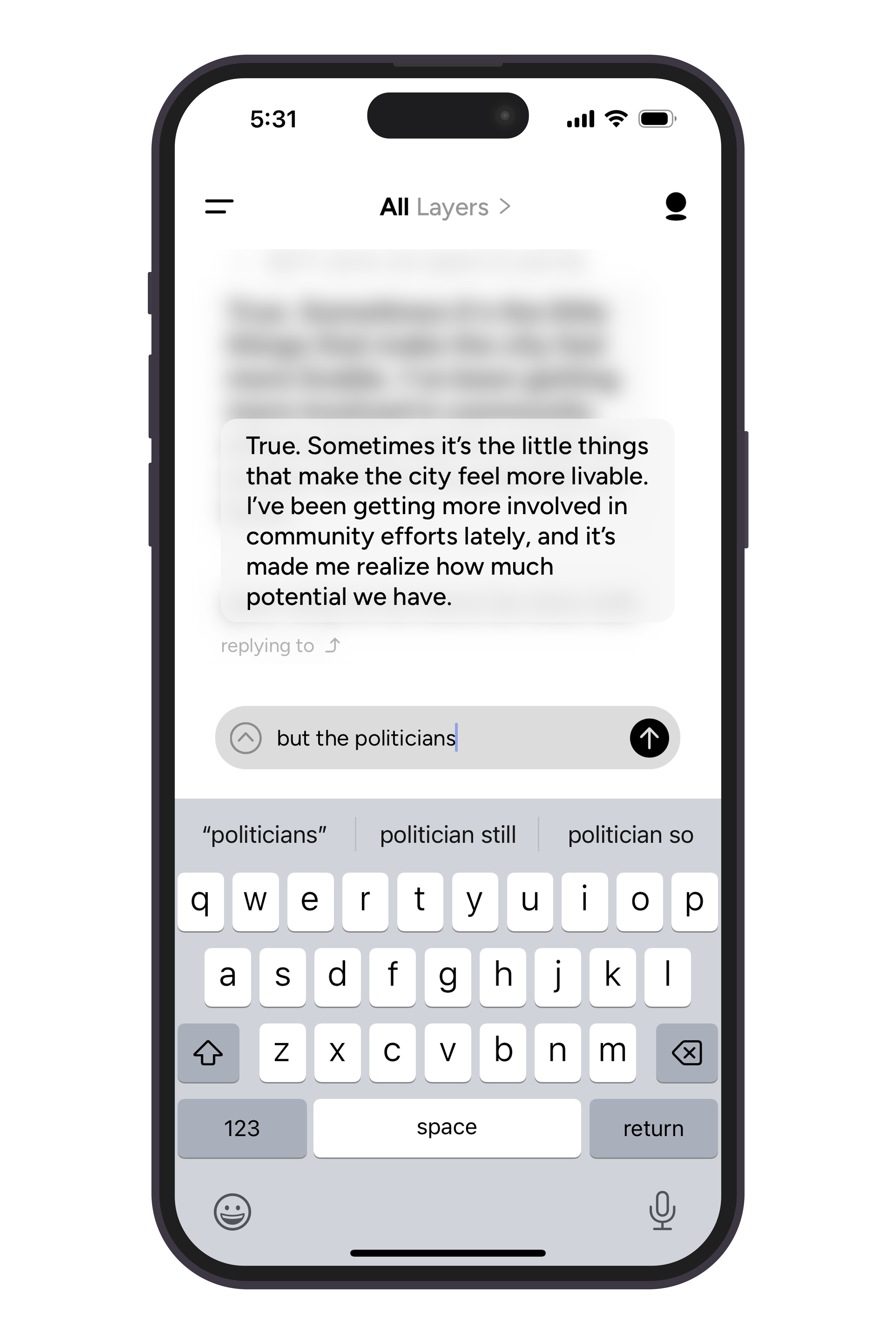 iPhone screen using lightweight