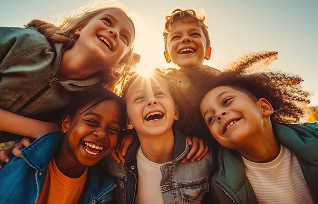 Mehrere freudestrahlende Kinder