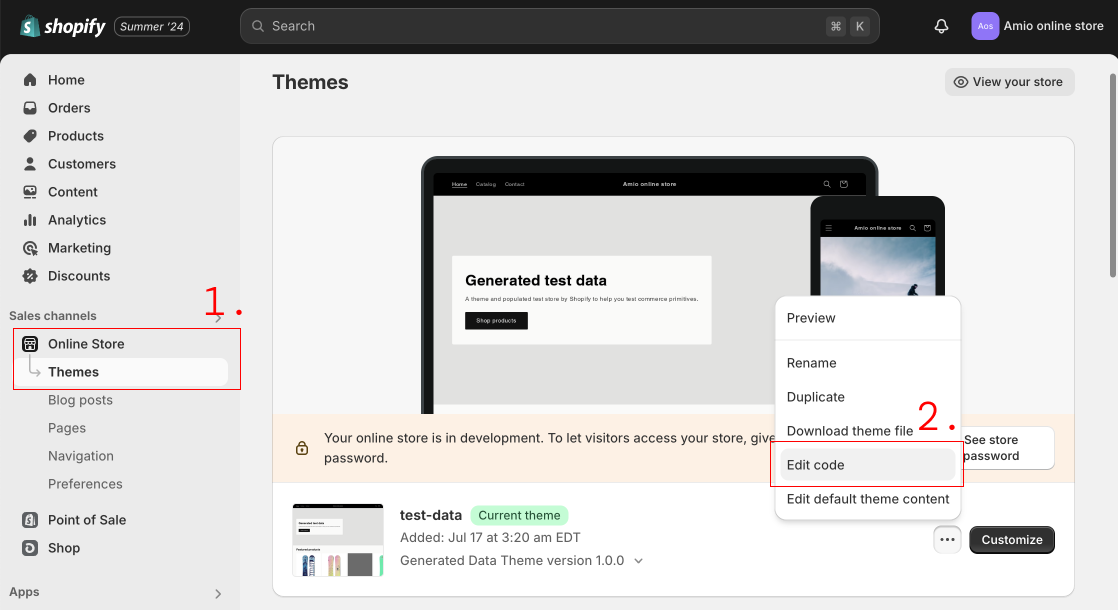 Shopify - edit theme code