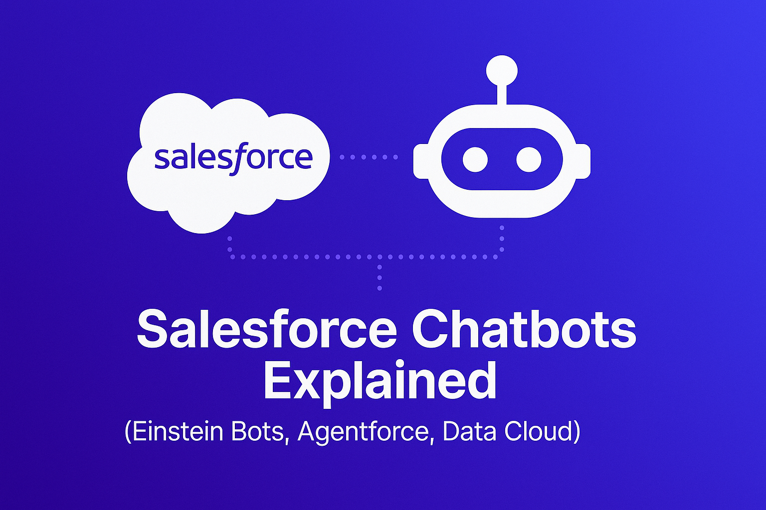 Illustration of Salesforce connecting to a chatbot, representing how Salesforce chatbots work