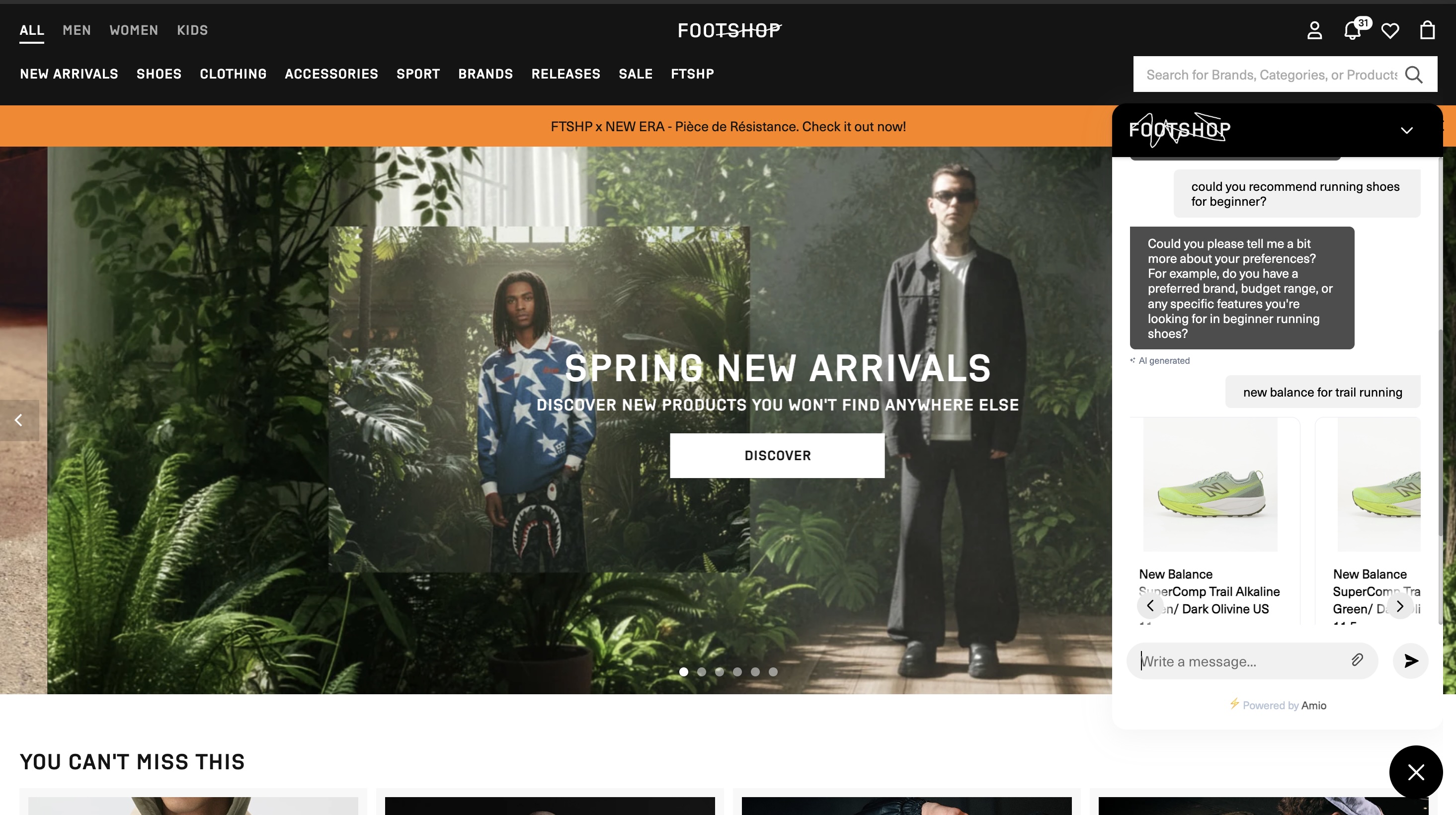 AI shopping assistant recommending running shoes based on user preferences in ecommerce store