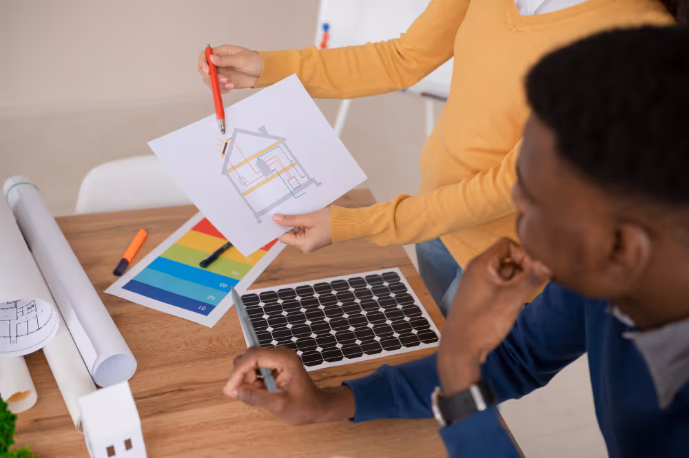 Thermicienne qui présente un audit énergétique à Rennes