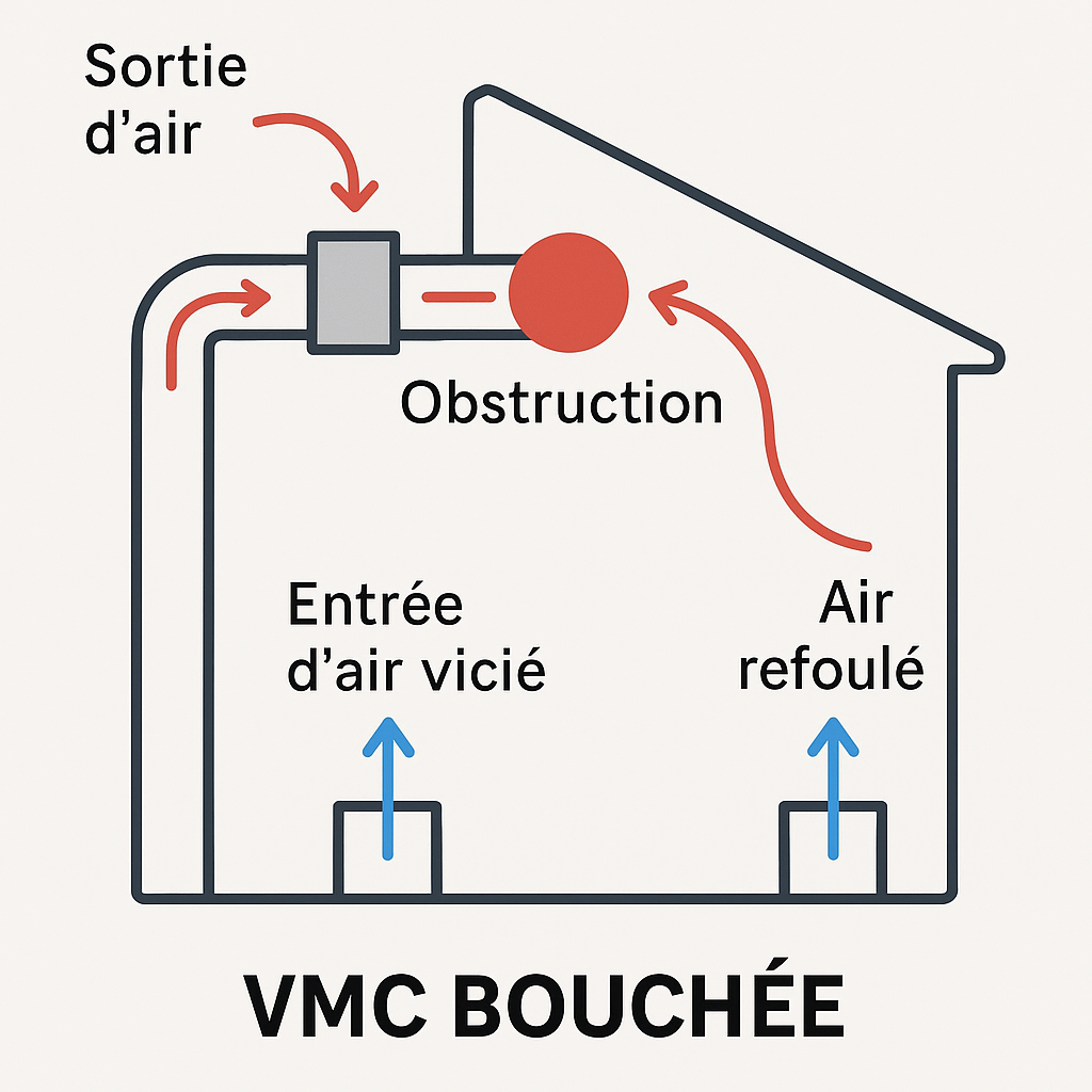 schéma qui représente les risques de boucher une VMC