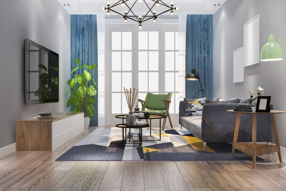 Salon lumineux dans un logement adapté à la perte d’autonomie