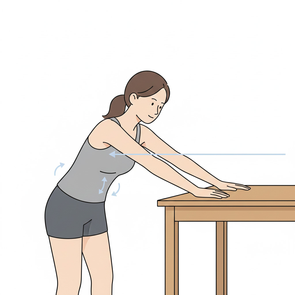 Arme nach vorne langziehen (Tisch- oder Stuhlkante)