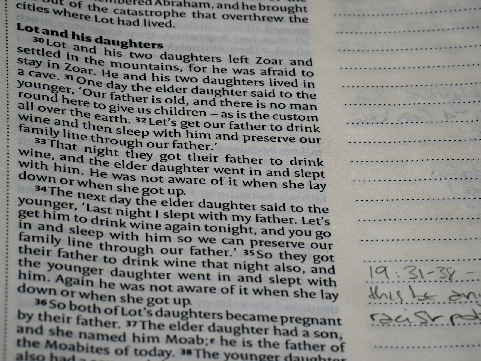 Close-up of text on a page with handwritten notes.