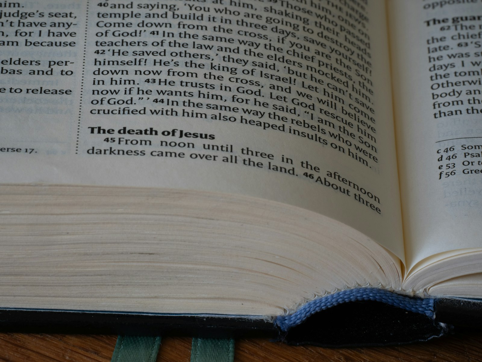 a close up of an open book on a table