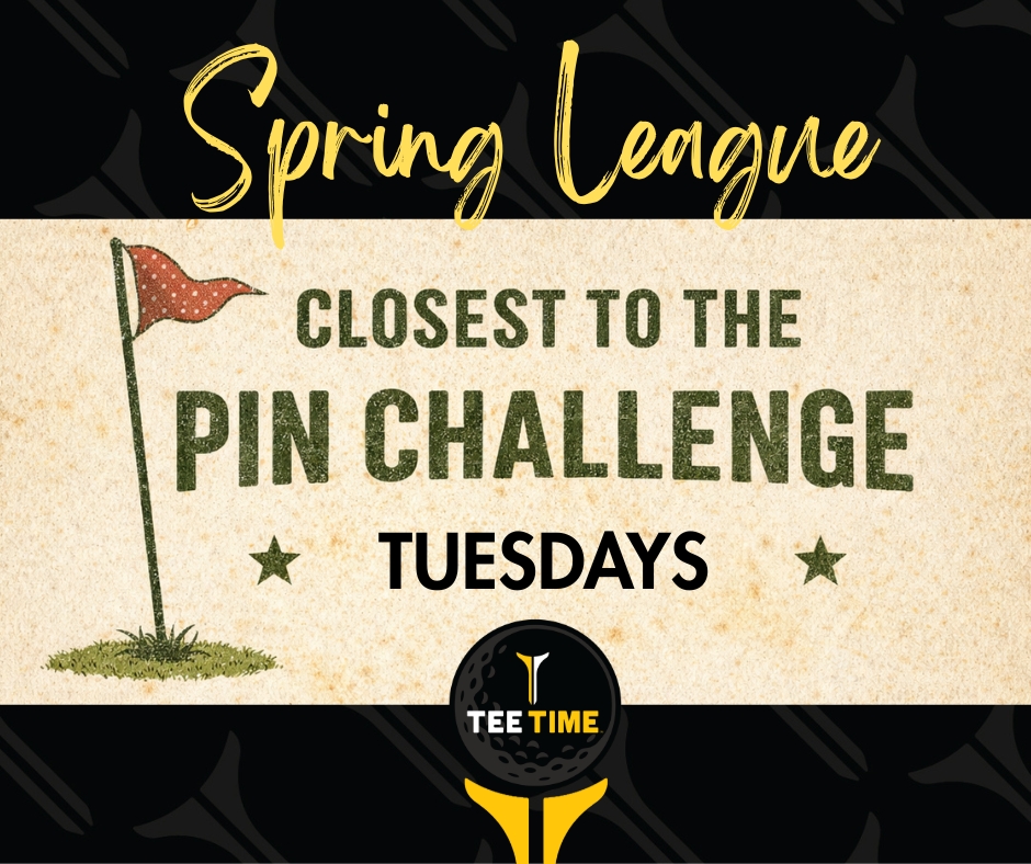 Images show golfers swinging and Pin Flags flapping for this all new Joplin Region closest to the pin league at TeeTime Golf, Gastropub and Entertainment venue.