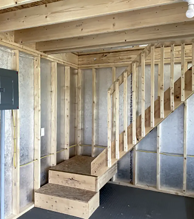 wooden stair frame inside of cabin