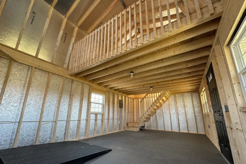 view from inside the 2 story concord shed