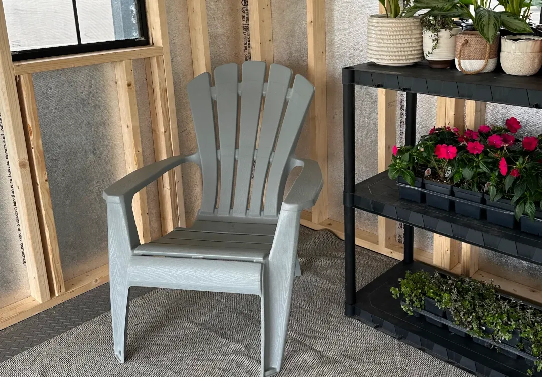 patio furniture stored in shed