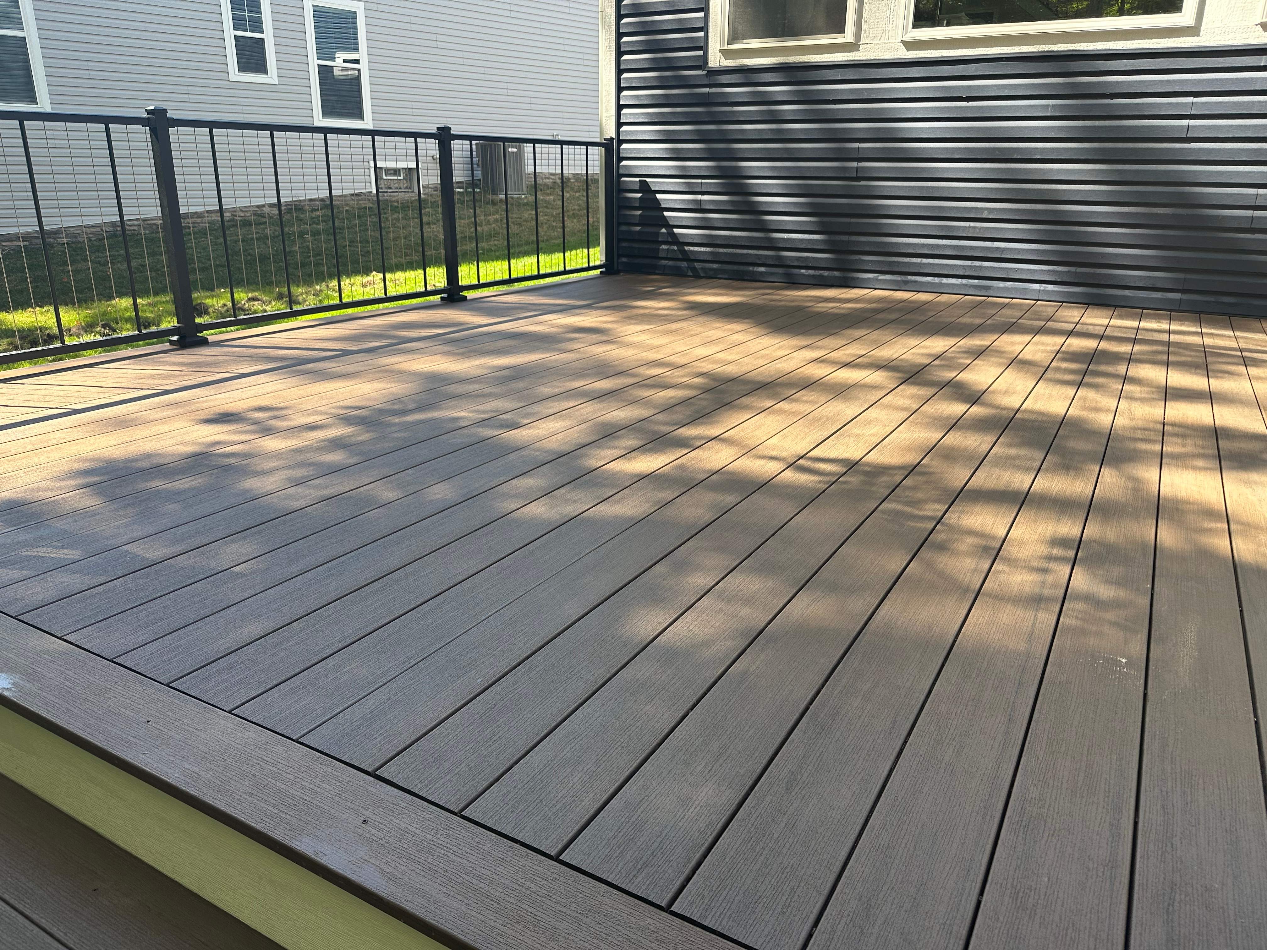 Composite deck boards on a new deck build in Delaware, Ohio.