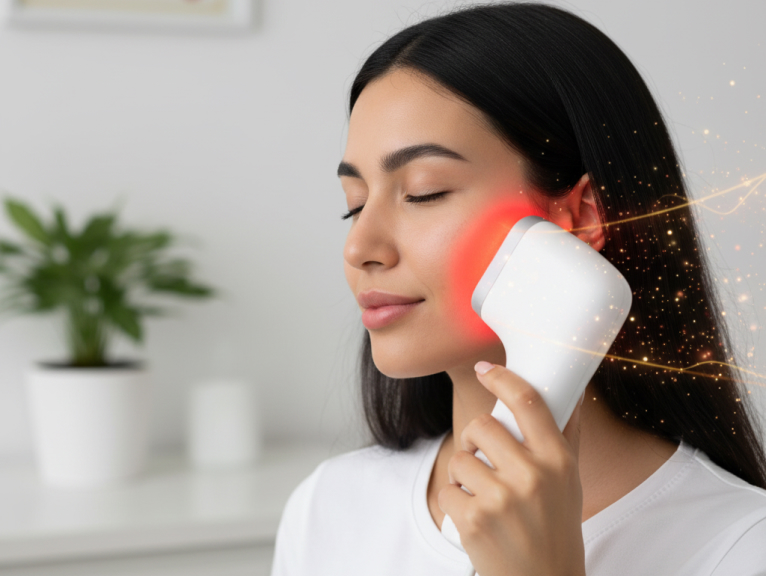 Melasma & Skin Conditions: Melasma causes gray-brown patches on sun-exposed areas of the face and body. Affects self-esteem and can last for years without proper treatment. Traditional Treatments: Common treatments include topical medications and cosmetic procedures. Often costly and do not address the root cause of melasma. Red Light Therapy Benefits: Stimulates ATP production to repair and regenerate skin cells. Increases circulation, reduces oxidative stress, and enhances collagen production. Improves skin texture and reduces melasma, wrinkles, and fine lines. Expert Endorsement: Celebrity facialists recommend combining red and green light therapy for melasma. Non-invasive, safe, and effective for regular skincare use.