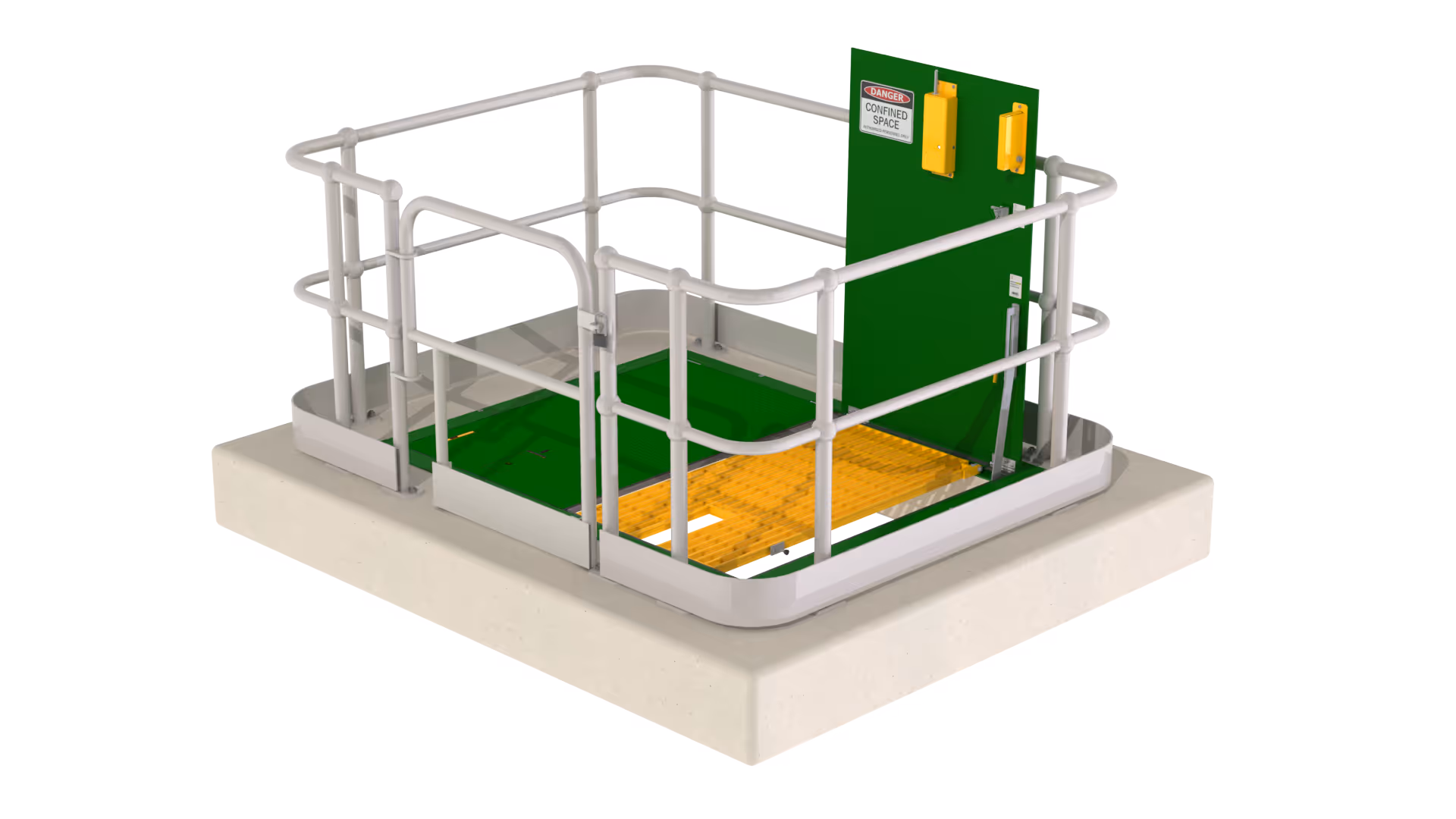Aluminium access covers displayed in a modern infrastructure setting.