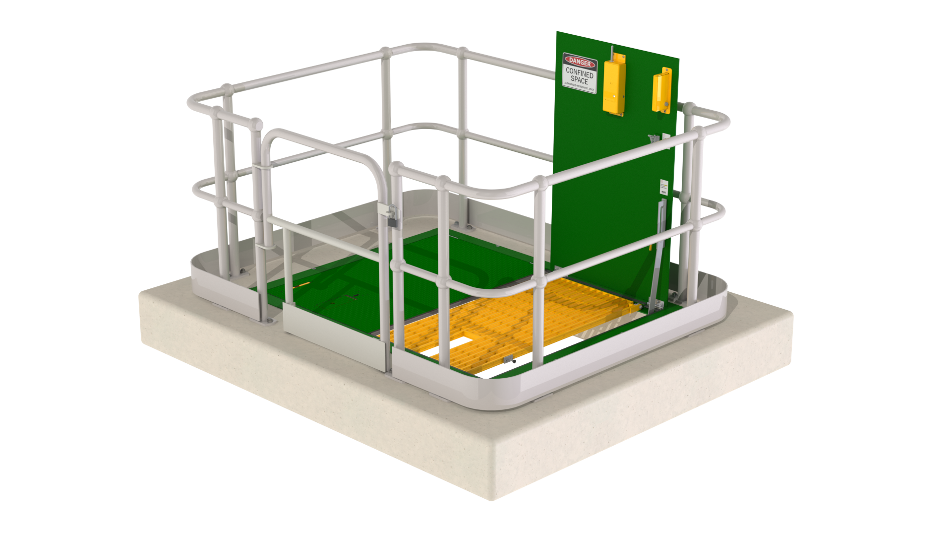 Aluminium access covers displayed in a modern infrastructure setting.