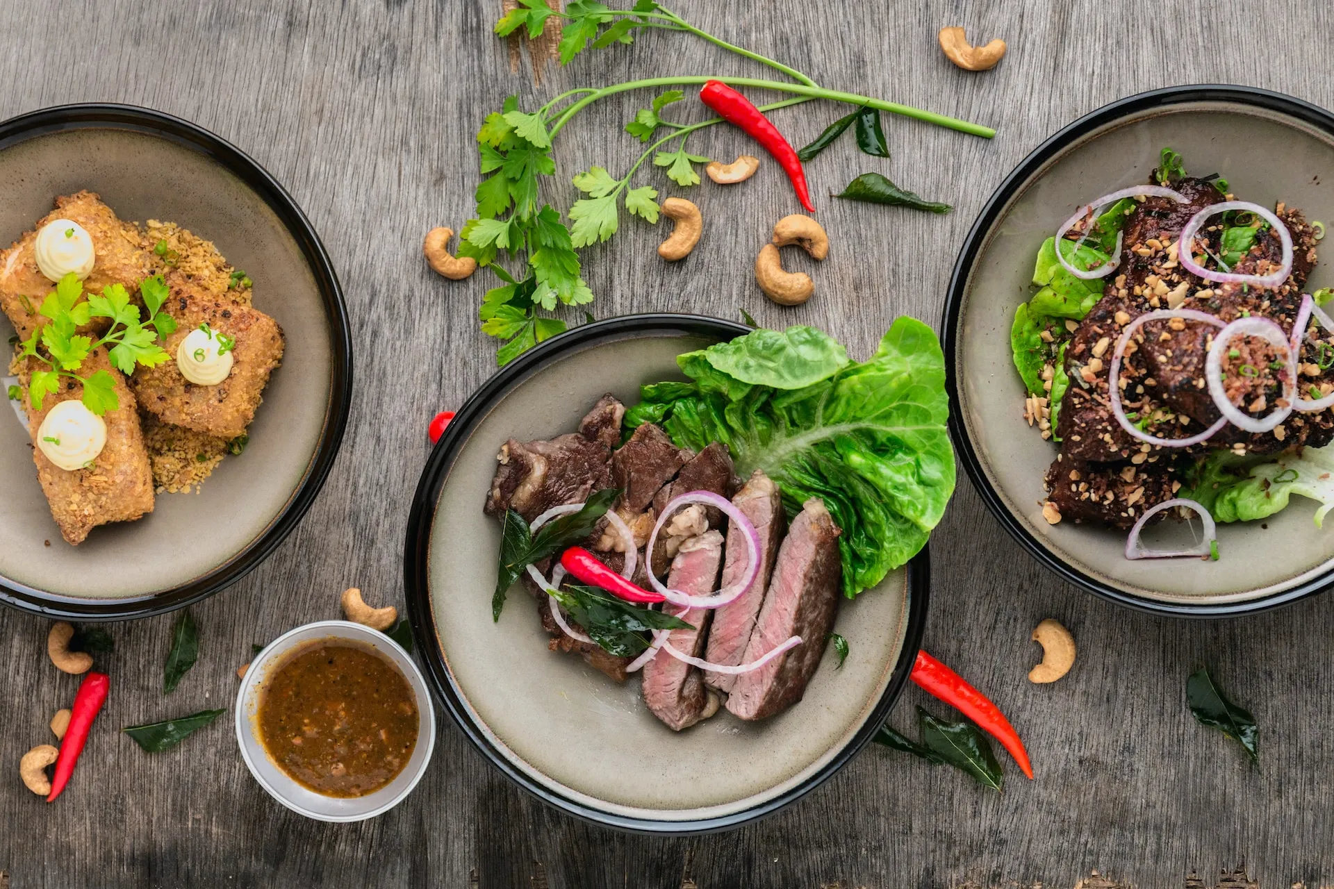 Small plates of fancy foods