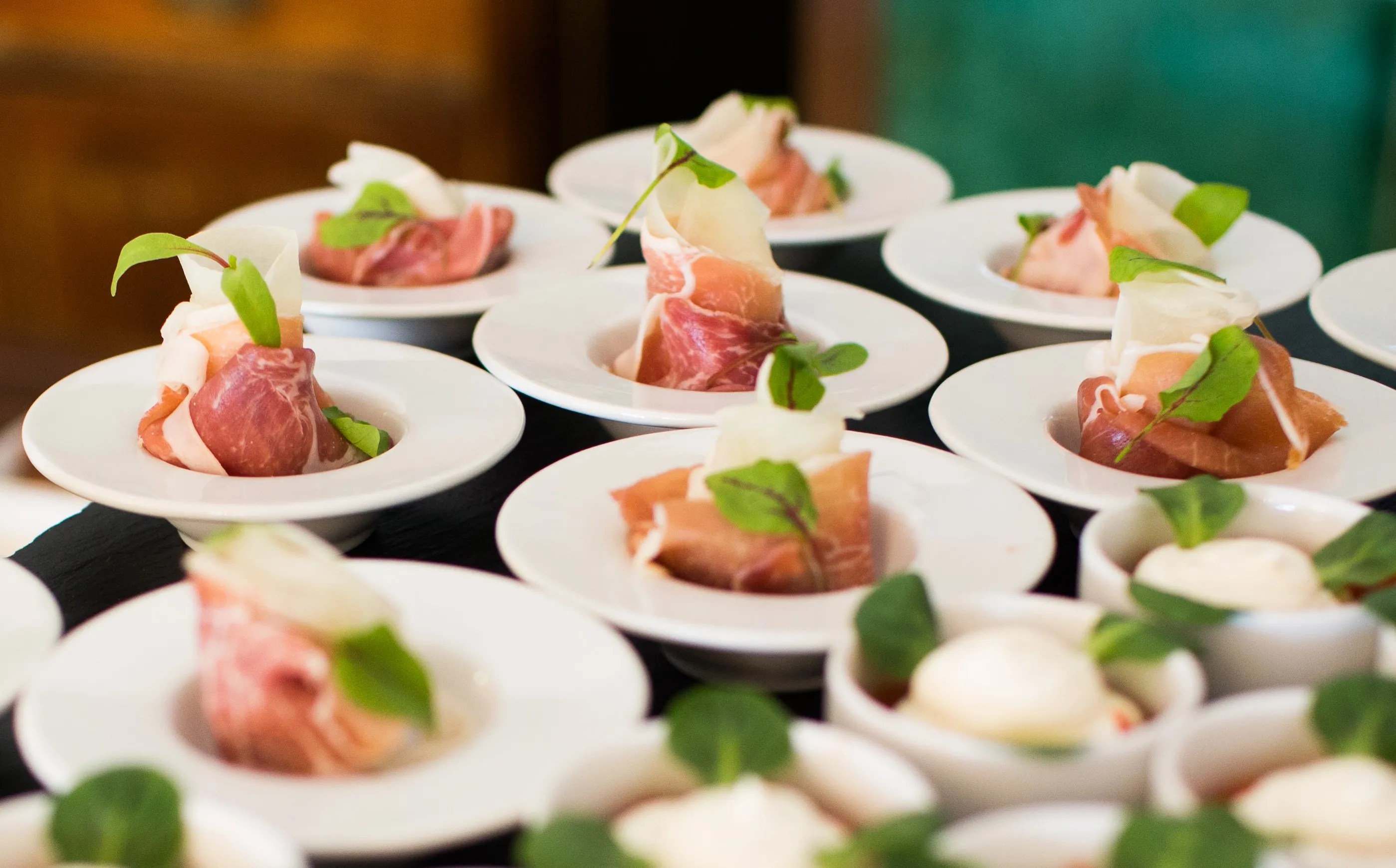 Small plates of fancy foods