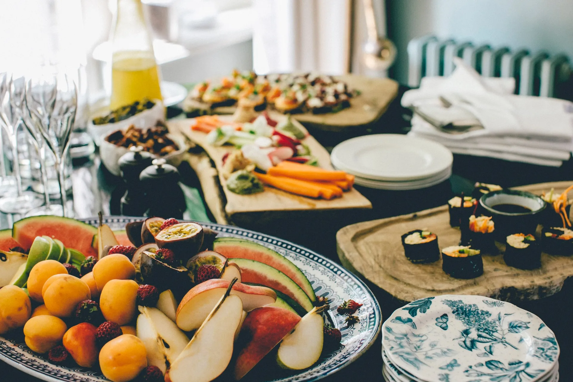 A selection of healthy fruits and vegetables
