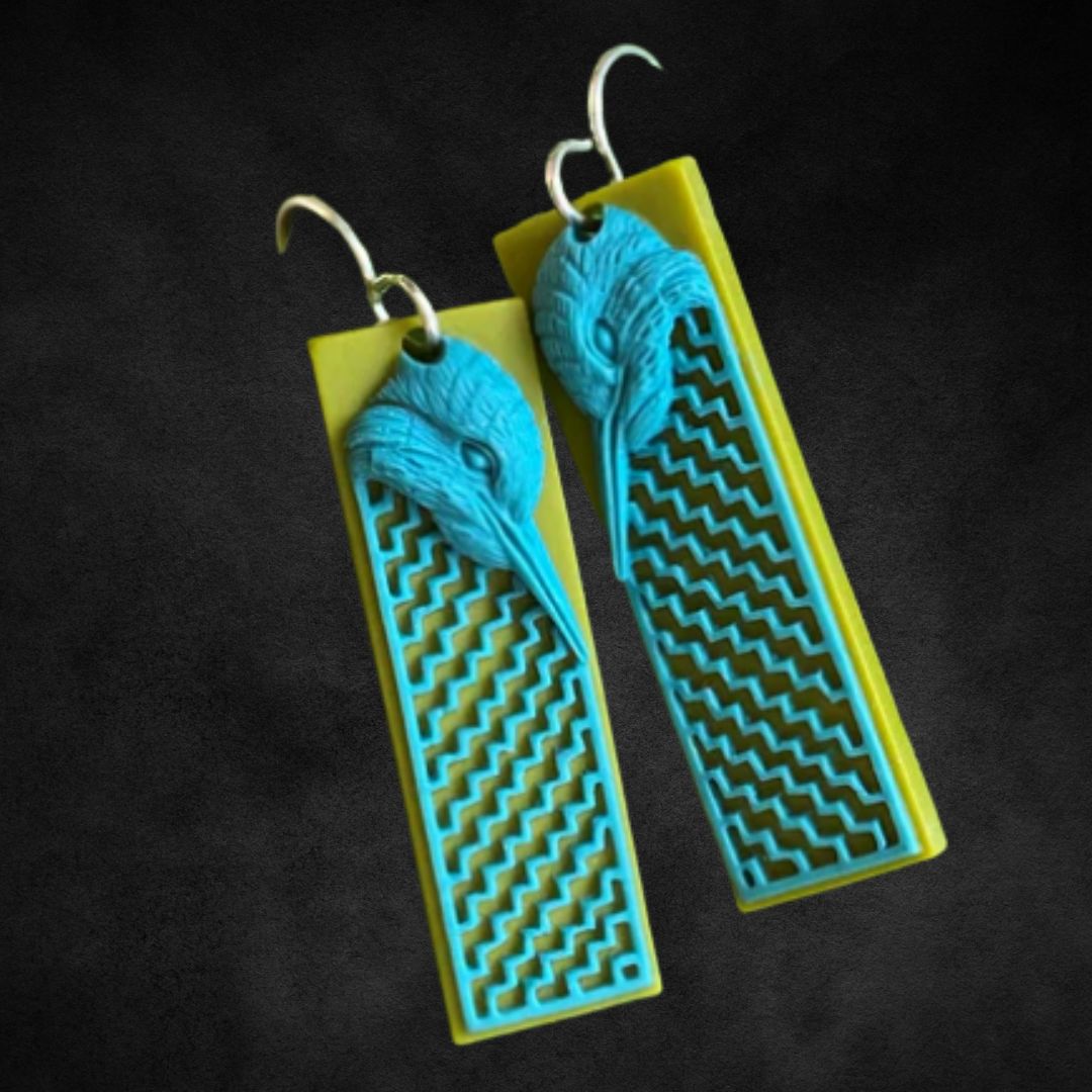 Watchful and Striving Kingfisher Earrings