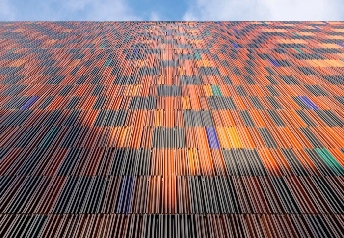 Pekerangi (2017-2026) International Convention Centre CBD, Tāmaki Makaurau. Glazed Ceramic tiles Approx 120 mtrs x 38mtrs 3,360 sq mtrs Approx, 14,500 tiles