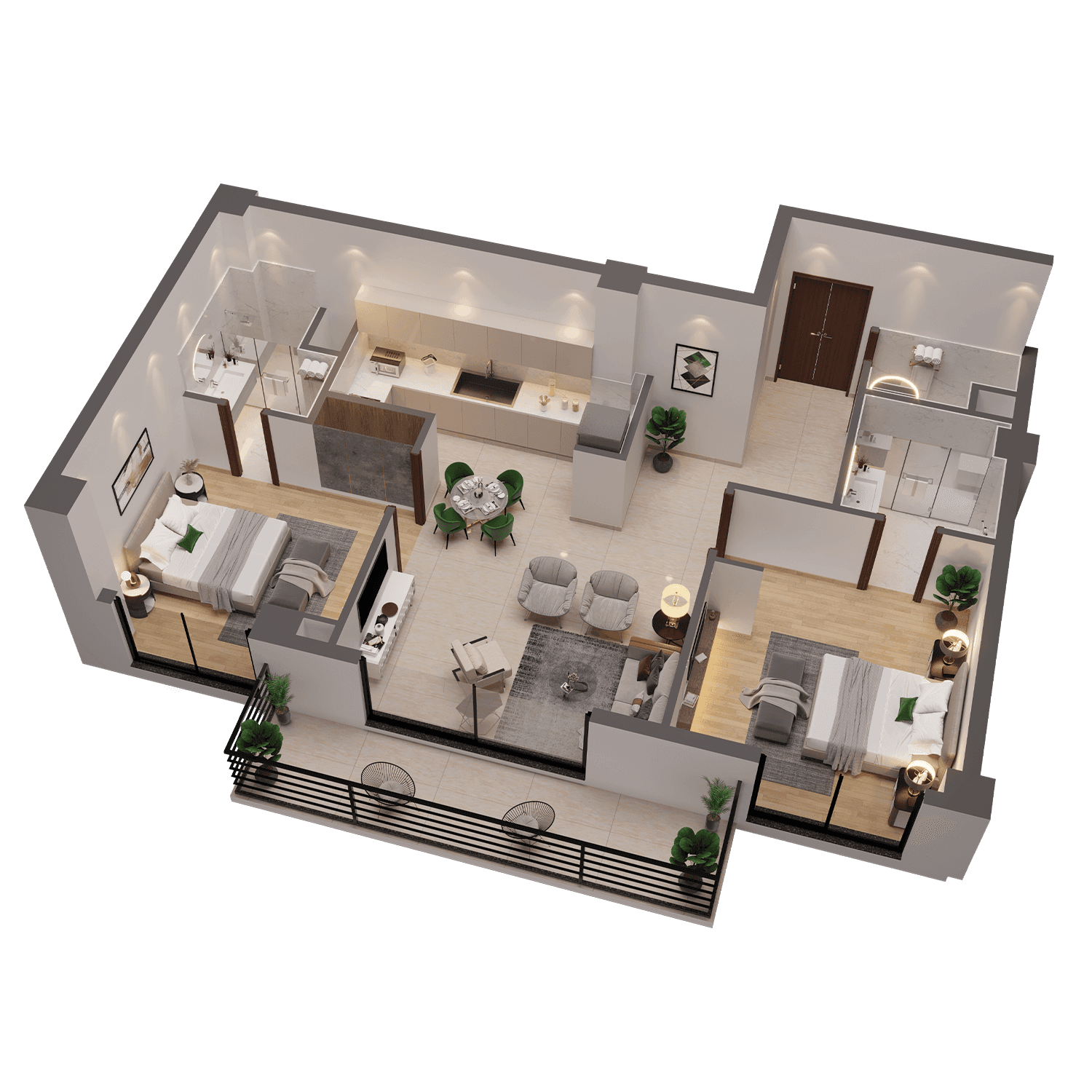 2 Bedroom Corner Apartment floor plan