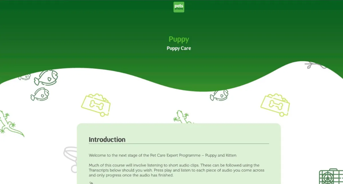 Pets at Home Pet Care Expert puppy care module
