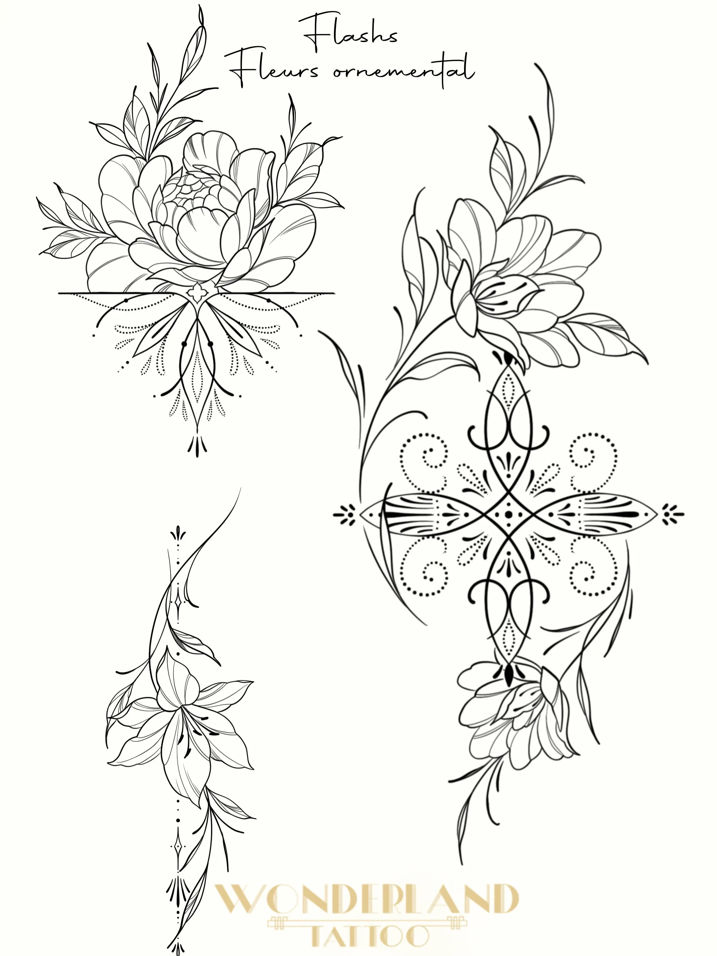 Flash tattoo fleurs 
