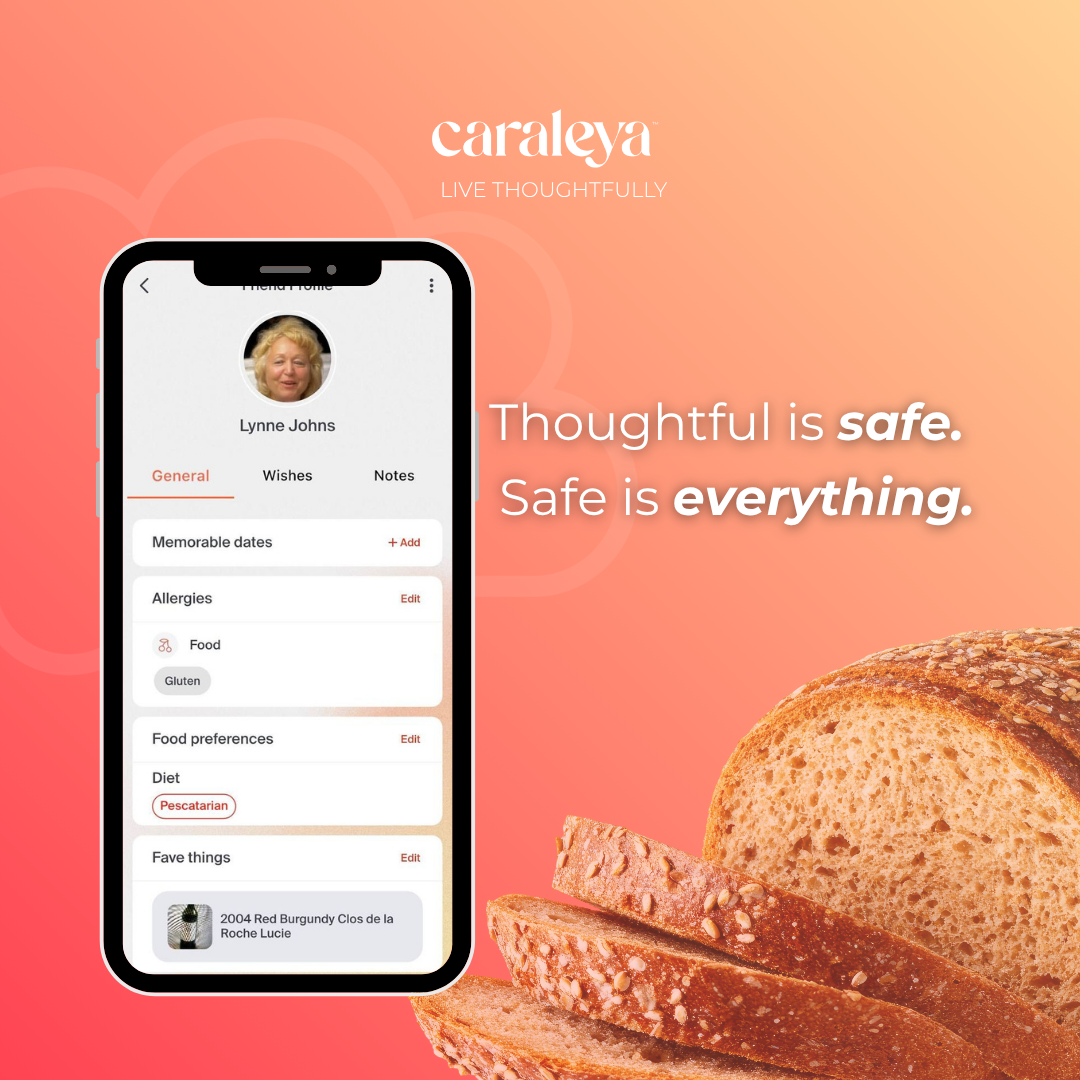 Digital allergy management profile showing dietary restrictions and safe alternatives