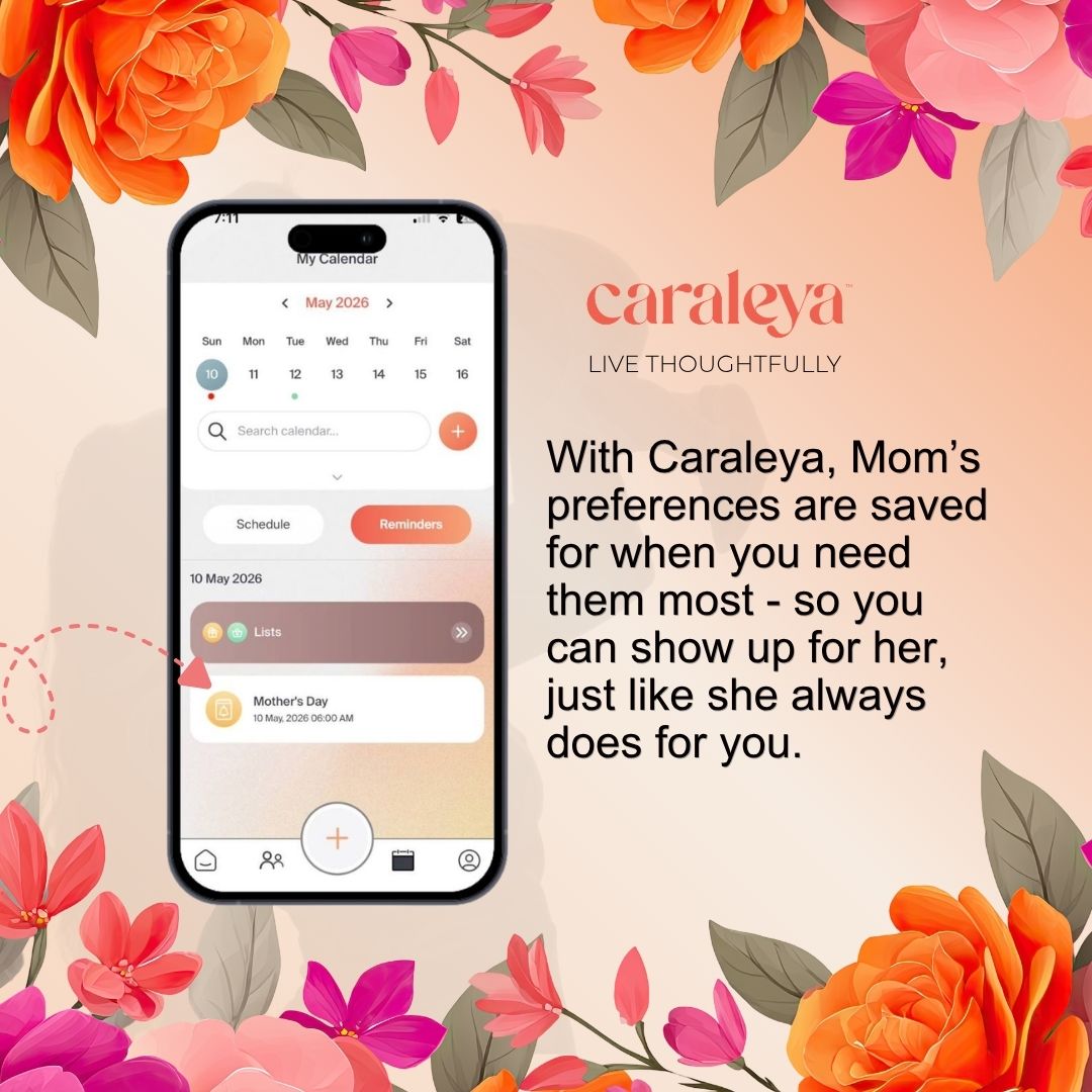 Caraleya app screen reminder Mothers Day
