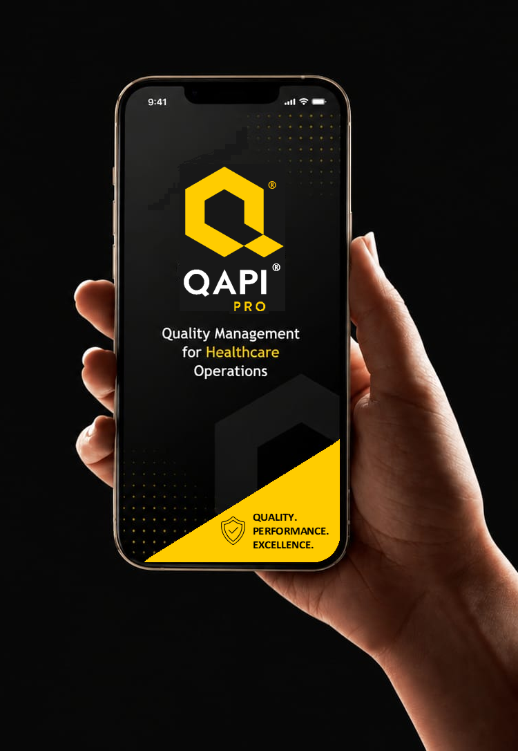 QAPI Pro® quality management dashboard displayed on mobile devices