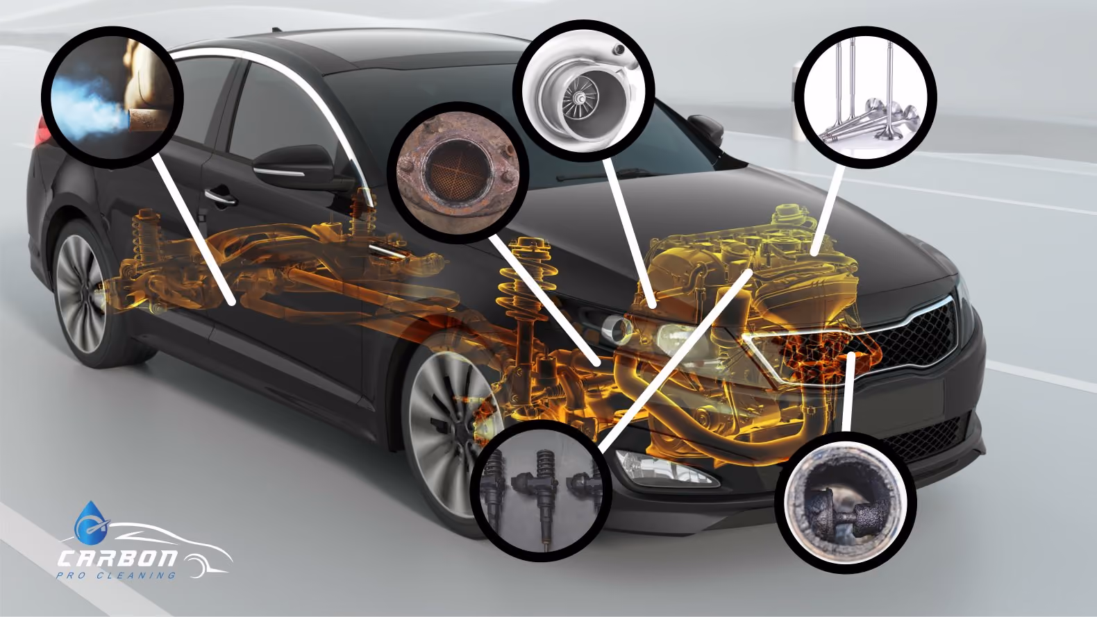 Picture of a car with the engine and suspension 3D modeled in