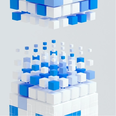 eine blau weisse Box mit Quadraten darauf