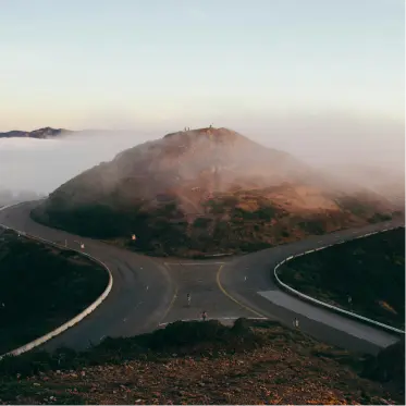 Mountain with road in two directions