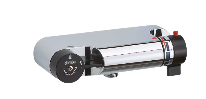 Damixa TMC termostatarmatur. Med sorte greb. afg. nedad. u/rosetter Varenummer:727813604