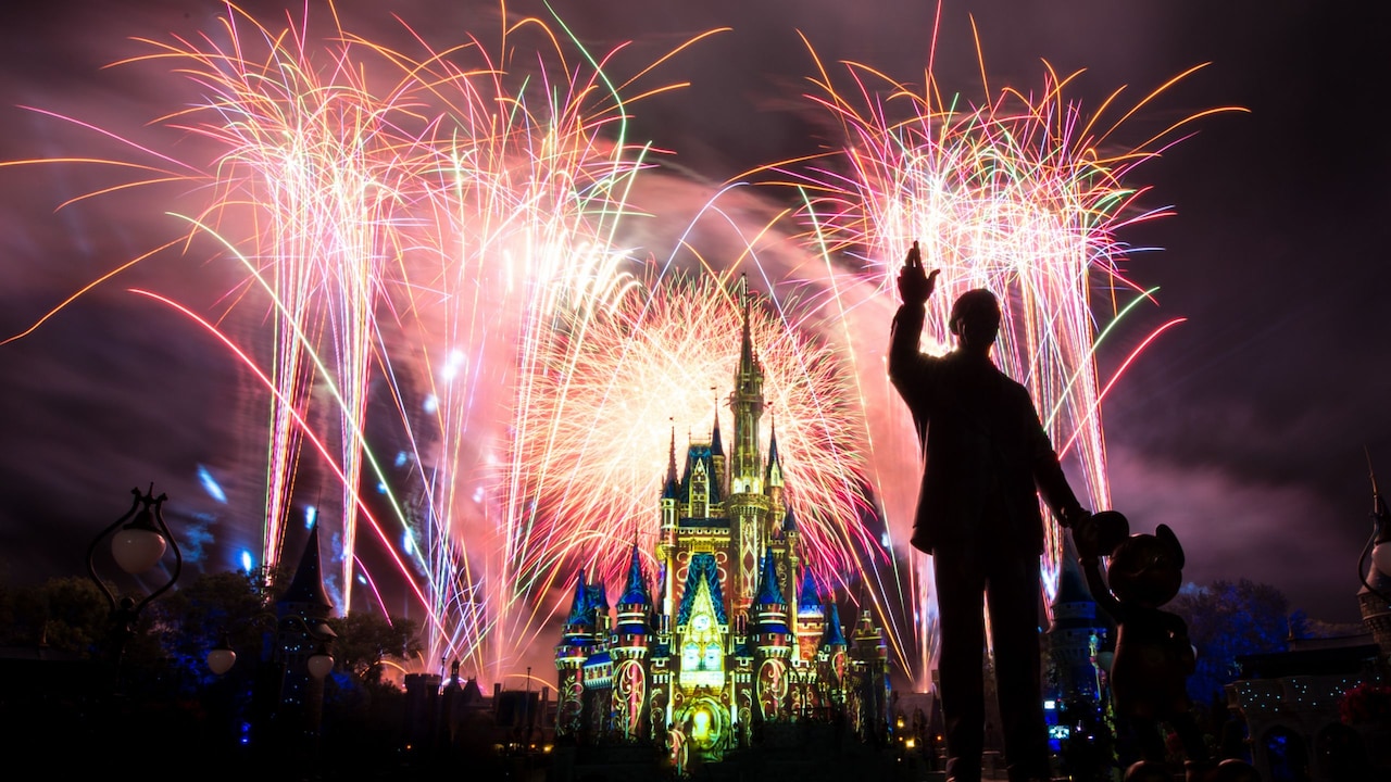 Fireworks above Cinderella Castle at Magic Kingdom